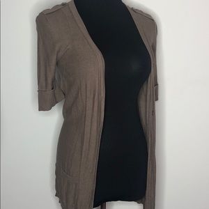 Loft light brown/dark tan short sleeve cardigan